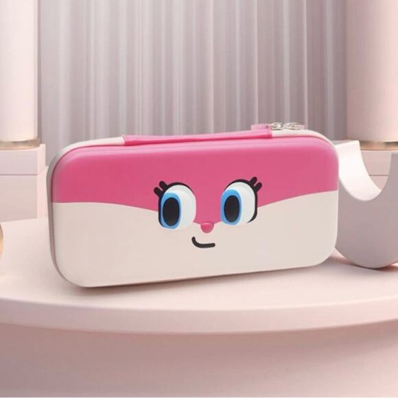 Pink Carrying Case for Nintendo Switch 10 Game Slots Zippered Hard Shell Travel - Picture 2 of 4